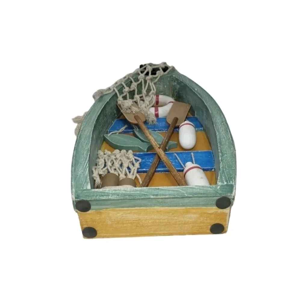 Rowboat Detailed Wooden with Seashells Home Décor Wall Hanging Or Tabletop 16